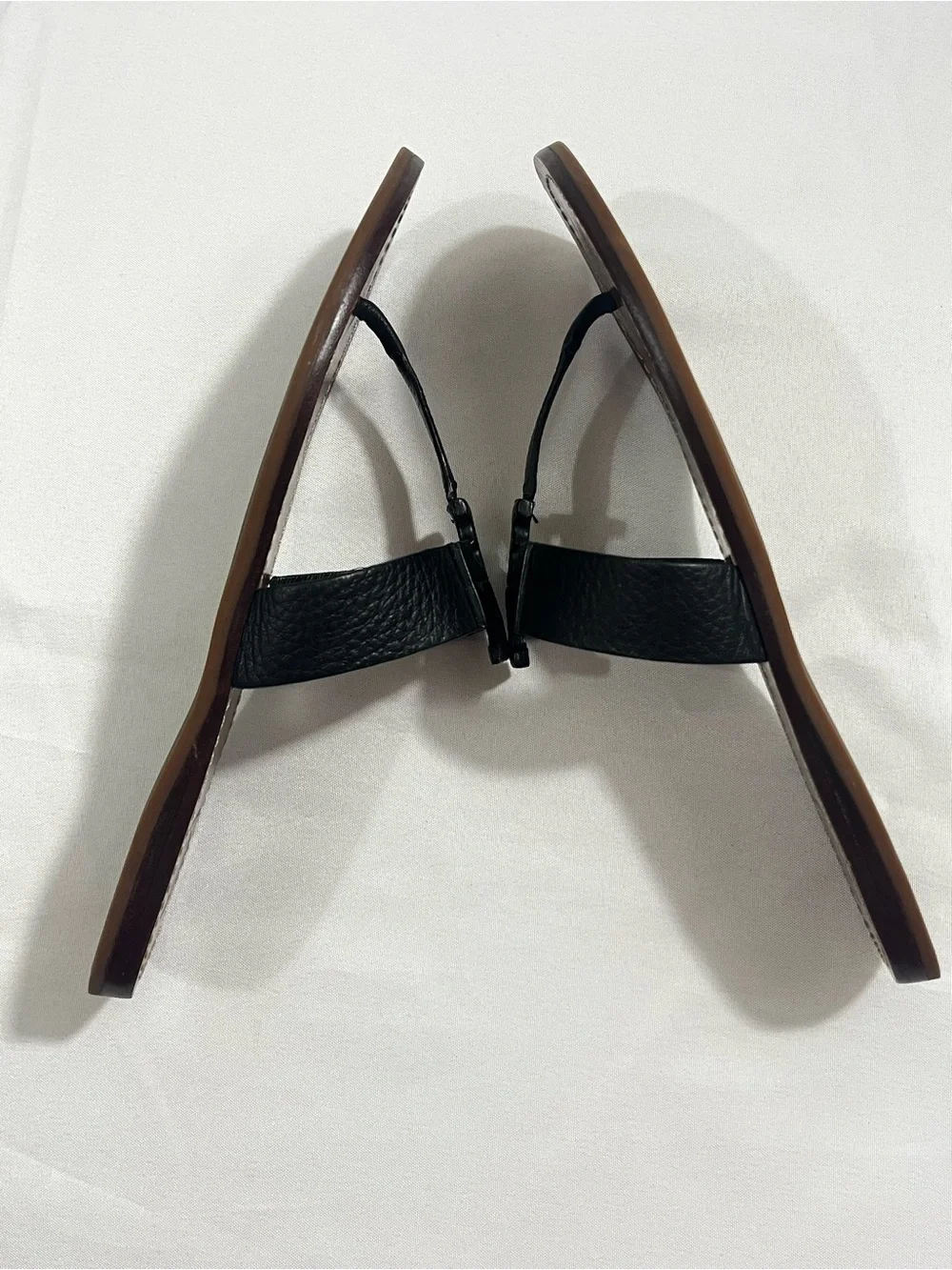 Tory Burch Moore Flat Thong Sandals Black Leather Women’s 8.5